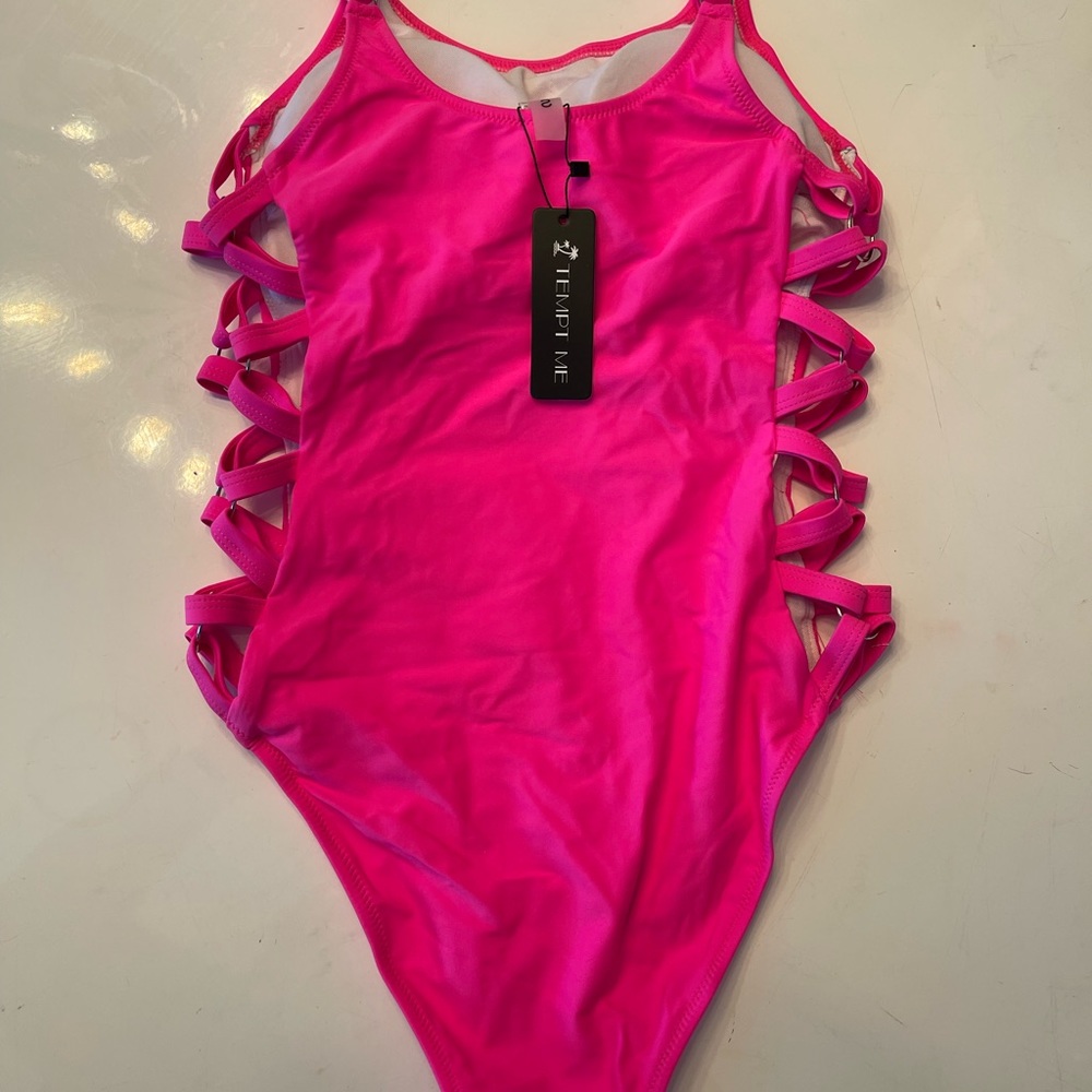 🐼NWT TEMPT ME HOT PINK ONE PIECE, Large - Picture 5 of 5